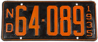 1935 North Dakota license plate in very good plus condition