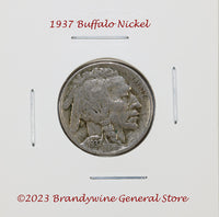 A 1937 Buffalo Nickel which will grade in very good to fine condition