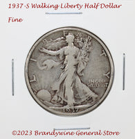 A 1937-S Walking Liberty Half Dollar in fine condition