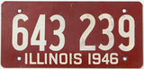 An antique 1946 Illinois fiberboard car license plate in very good plus condition with an extra small hole