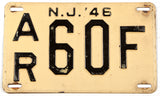 An antique 1946 New Jersey car license plate in very good condition