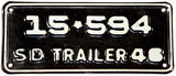 An antique 1946 South Dakota trailer license plate in New Old Stock excellent condition