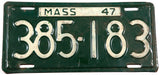 1947 Massachusetts steel car license plate in very good condition