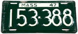 1947 Massachusetts steel car license plate in very good condition