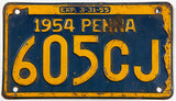 1954 Pennsylvania car license plate in very good minus condition