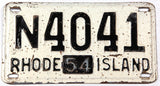 An antique 1954 Rhode Island car license plate in very good minus condition