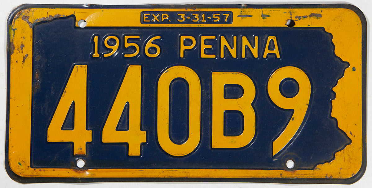 1956 Pennsylvania license plate in very good minus condition