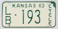 A Classic New Old Stock 1963 Kansas Motorcycle License Plate that has never been used and will grade excellent minus.