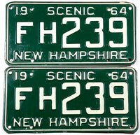 1964 New Hampshire car license plates in very good plus condition