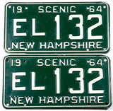 1964 New Hampshire car license plates in very good condition