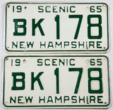 1965 New Hampshire car license plates in very good plus condition