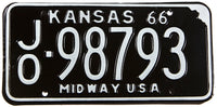 1966 Kansas car license plate in excellent plus condition