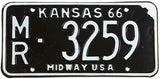 1966 Kansas License Plate in excellent condition