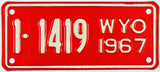 1967 Wyoming Motorcycle License Plate
