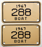 A pair of NOS 1967 Michigan Boat License Plates for sale by Brandywine General Store nice 3 digit DMV # Excellent condition