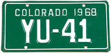 A 1968 Colorado motorcycle license plate in very good plus condition
