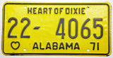1971 NOS Alabama Passenger Car License Plate in Excellent minus condition