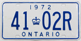 1972 Ontario Canada car license plate in excellent minus condition