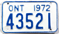 A 1968 Ontario Canada motorcycle license plate in excellent minus condition