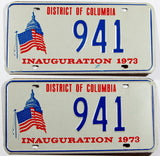 A pair of 1973 DC Richard Nixon Inaugural car license plates in excellent minus condition