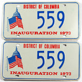 A pair of 1973 DC Richard Nixon Inaugural car license plates in excellent minus condition