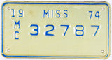 1974 Mississippi Motorcycle License Plate