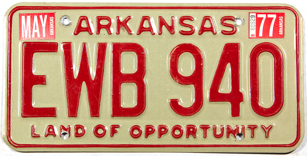 1977 Arkansas License Plate