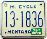1979 Montana motorcycle license plate in very good plus condition