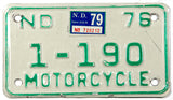 A classic 1979 NOS North Dakota motorcycle license plate in very good plus condition