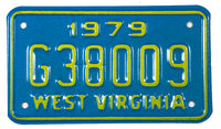 1979 West Virginia Motorcycle License Plate in NOS Near Mint condition with wrapper