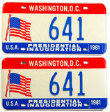 1981 DC Ronald Reagan Inaugural car license plates in excellent condition