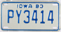 A classic 1983 Iowa motorcycle license plate which is unused NOS and in excellent plus condition