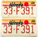 1990 Nebraska auto license plates from Jefferson County in very good plus condition