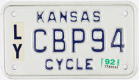 1992 Kansas Motorcycle License Plate