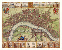 17th Century Map of London by Wenceslaus Hollar
