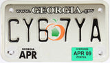 A classic 2009 Georgia motorcycle license plate for sale by Brandywine General Store in excellent minus condition