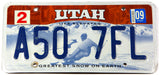 A scenic 2015 Utah Greatest Snow on Earth car license plate in very good condition