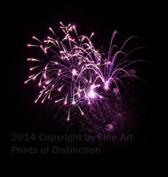 Purple and White Fireworks Art Print