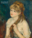 An archival premium Quality art Print of Young Woman Braiding her Hair painted by Pierre Auguste Renoir in 1876 for sale by Brandywine General Store