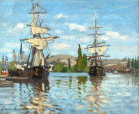 An archival premium Quality art Print of Ships Riding on the Seine at Rouen painted by Claude Monet in 1873 for sale by Brandywine General Store