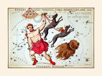A premium Quality art Print of Bootes, Canes Venatici, Coma Berenices and Quadrans Muralis Constellations as drawn by Jehoshaphat Aspin for sale by Brandywine General Store