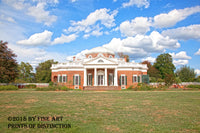 Monticello and the Western Lawn under a Blue Sky with Clouds Art Print