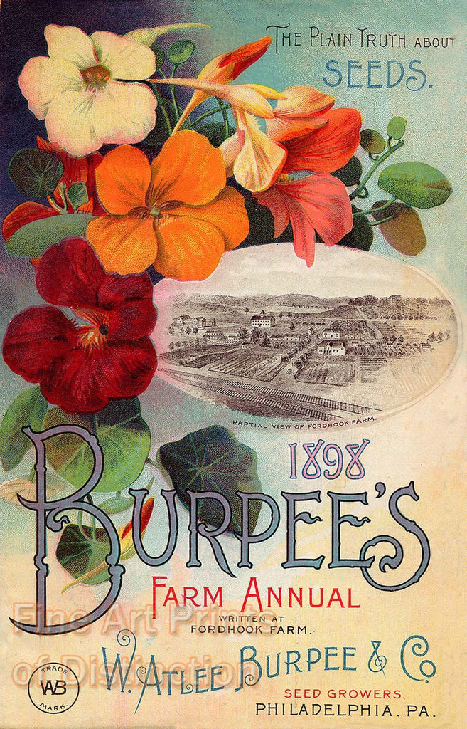 burpee flower seed catalog Burpee's 1898 Farm Annual Seed Catalog Print