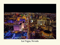 Las Vegas Skyline Aerial Photo at Night With Border