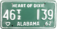 A NOS 1962 Alabama Trailer License Plate which has never been used and will grade excellent for sale by Brandywine General Store