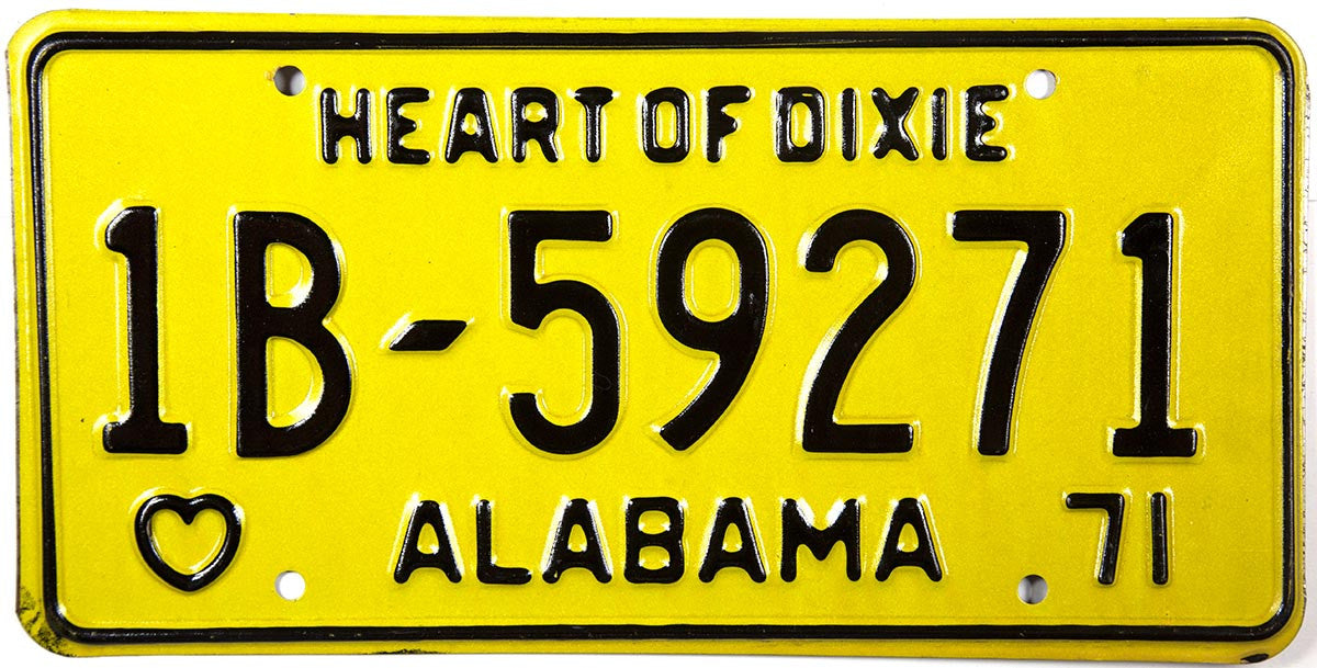 1971 Alabama License Plate Excellent Condition
