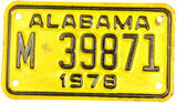 1978 Alabama Motorcycle License Plate in NOS very good plus condition