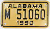 An unused New Old Stock 1990 Alabama Motorcycle License Plate that grades excellent plus for sale by Brandywine General Store
