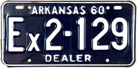 An antique 1960 Arkansas dealer license plate that is new old stock excellent condition for sale by Brandywine General Store