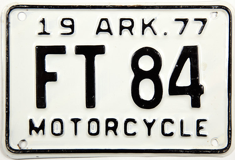 1977 Arkansas Motorcycle License Plate | Brandywine General Store